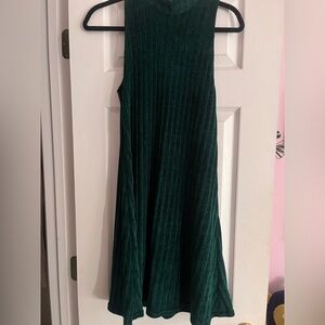 Altar'd State Forest Green Ribbed Sleeveless Swing Dress